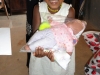 Excited to receive a gift from her sponsor